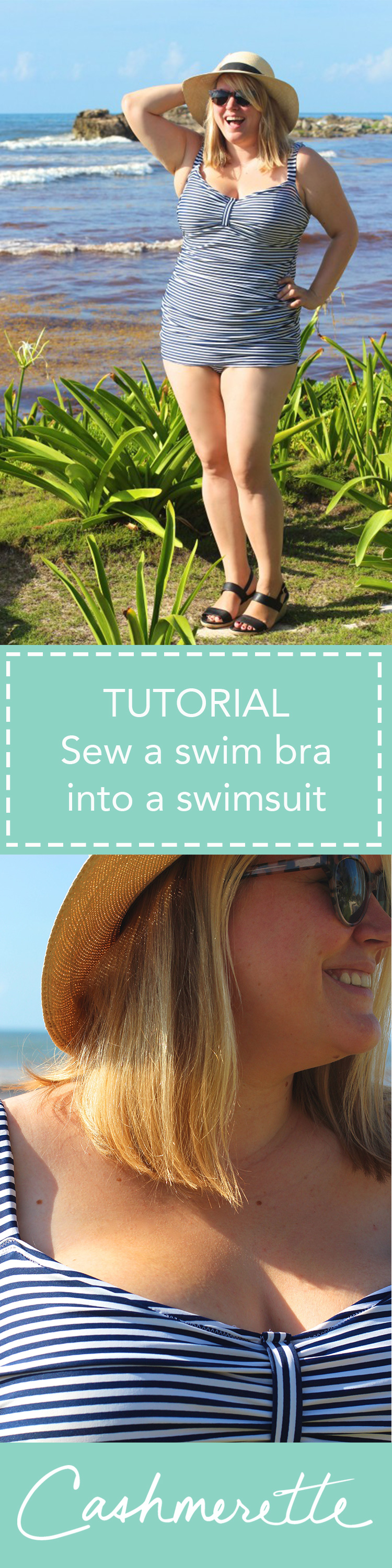 How to sew a swim bra into a swimsuit! Tutorial by Cashmerette