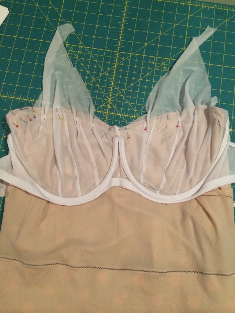 How to Sew a Swimsuit — inserting the bra cups — Swimsuit