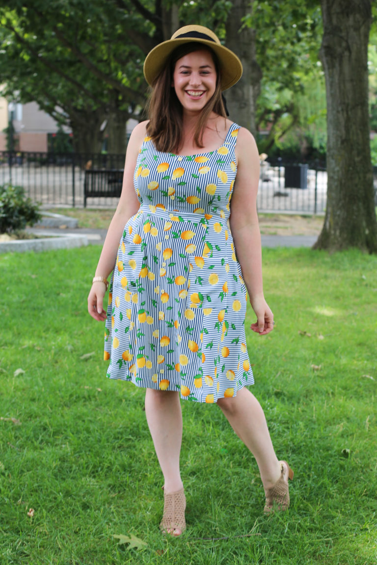 Holyoke Variation: A Lemony Striped Knee-Length Dress | Cashmerette