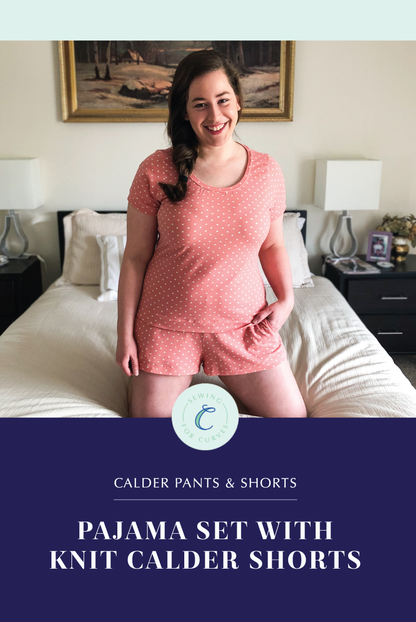 pajama set with knit calder shorts